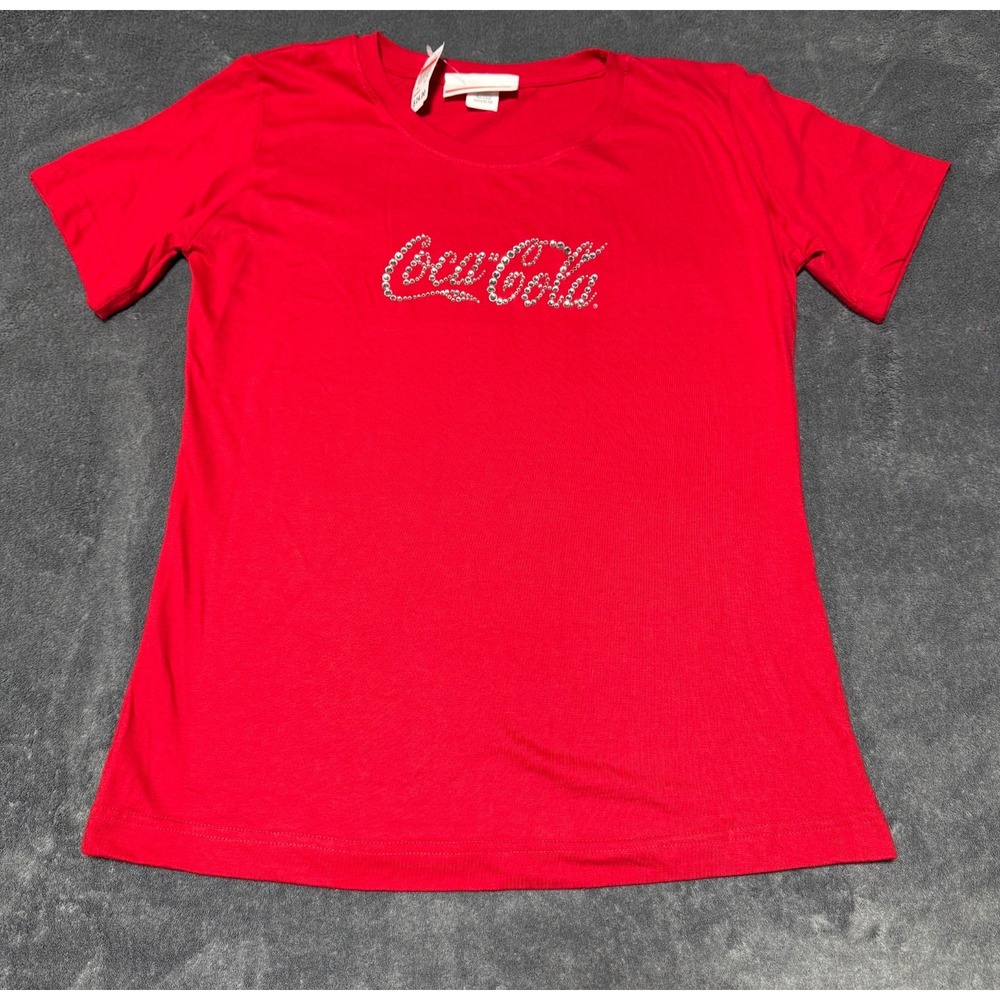 Coca Cola Red T-Shirt Medium Top Rhinestone Logo With Tags 2007 Women's